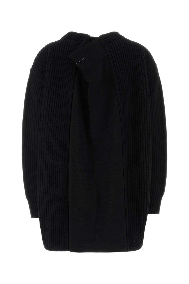 Mm6 By Maison Margiela Black Stretch Wool Blend Oversize Sweater
