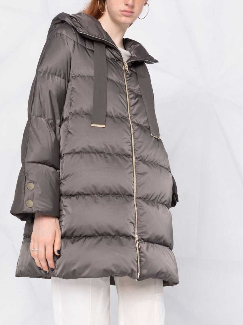 Herno A-Shape Grey Down Jacket With High-Density Satin Finish