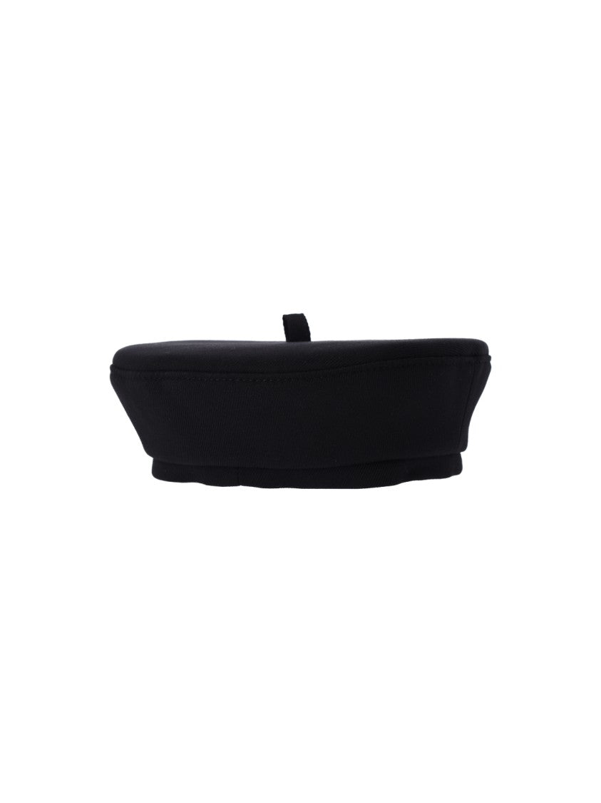 Ruslan Baginskiy Black Wool-Blend Monogram Embroidered Hat