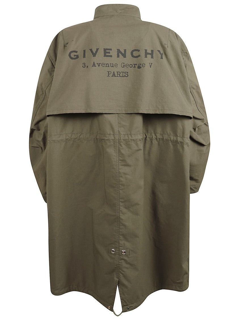Givenchy Crinkled Cotton Parka With High Collar