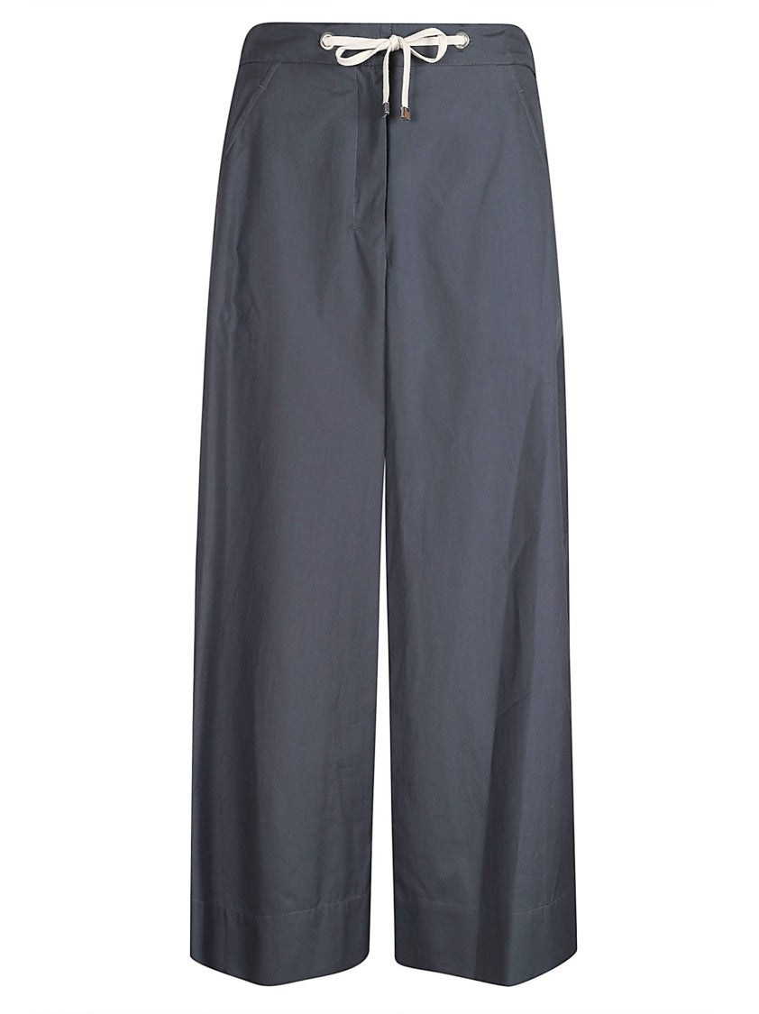 Max Mara Cropped Wide-Leg Trousers With Drawstring Waistband And Side Pockets