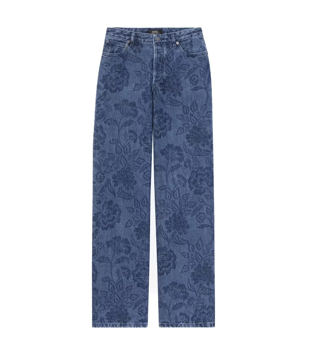 A.P.C. High-Rise Floral-Print Denim Jeans With Straight Leg