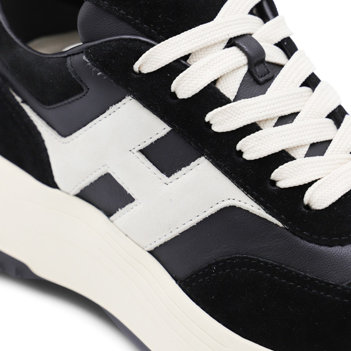 Hogan Black And White Leather Sneakers