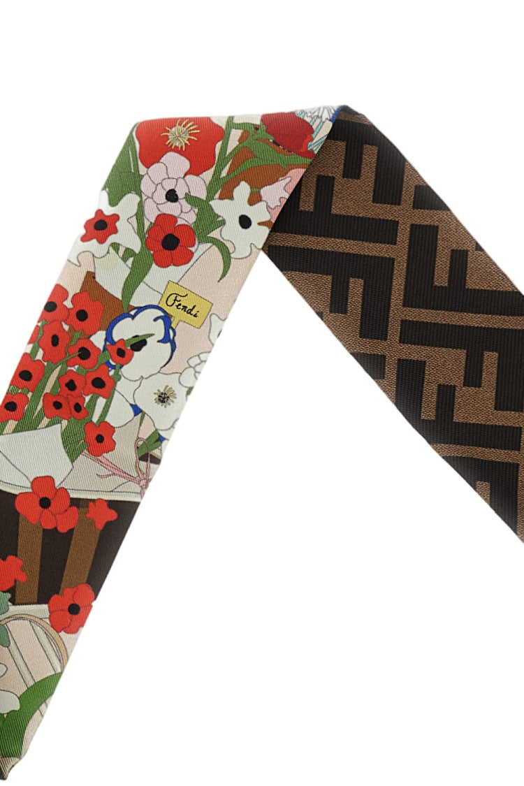 Fendi Multicolor Wrappy Florist Print Silk Scarf