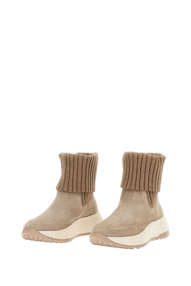 Hogan Chelsea Boots With Ribbed Wool-Blend Knit Shaft