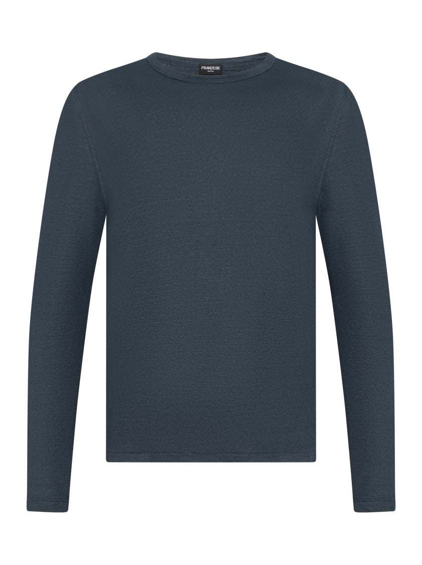 Franzese Collection Long-Sleeved Crewneck T-Shirt In Linen Blend