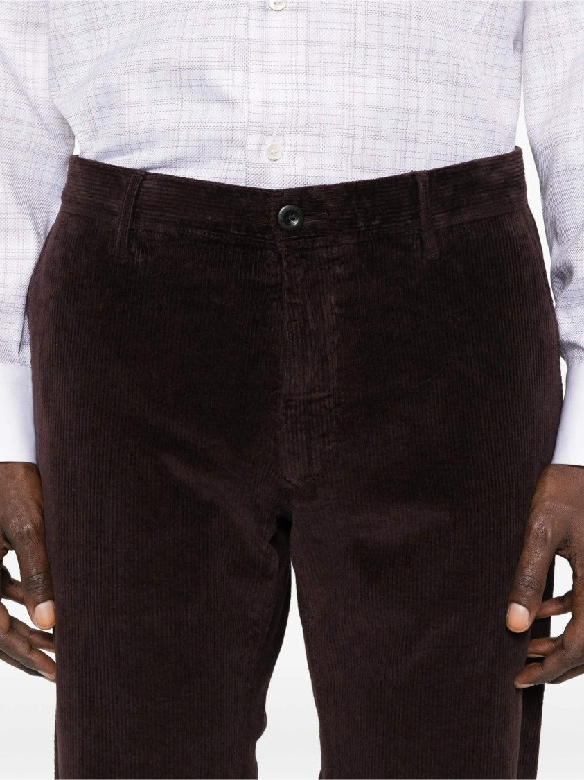 Incotex Straight-Leg Dark Brown Corduroy Trousers With Classic Fit