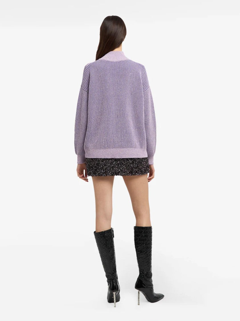 Gcds Ribbed Low Logo Half Zip Cotton Sweater
