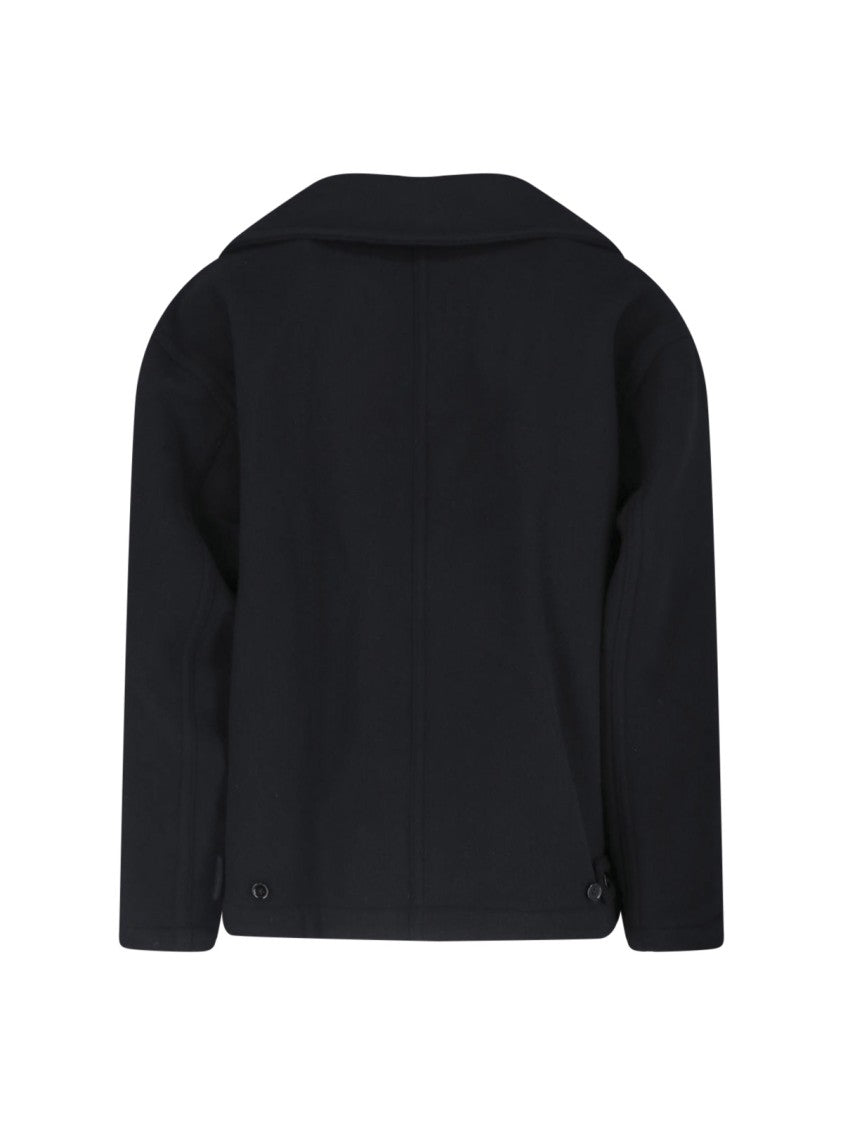 Lemaire Black Double-Breasted Boxy Cropped Jacket