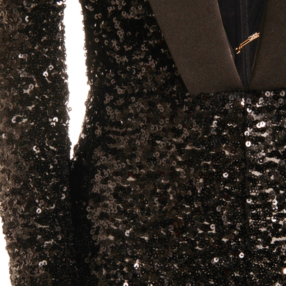 Elisabetta Franchi Sequined Black Jumpsuit With Deep V Neckline