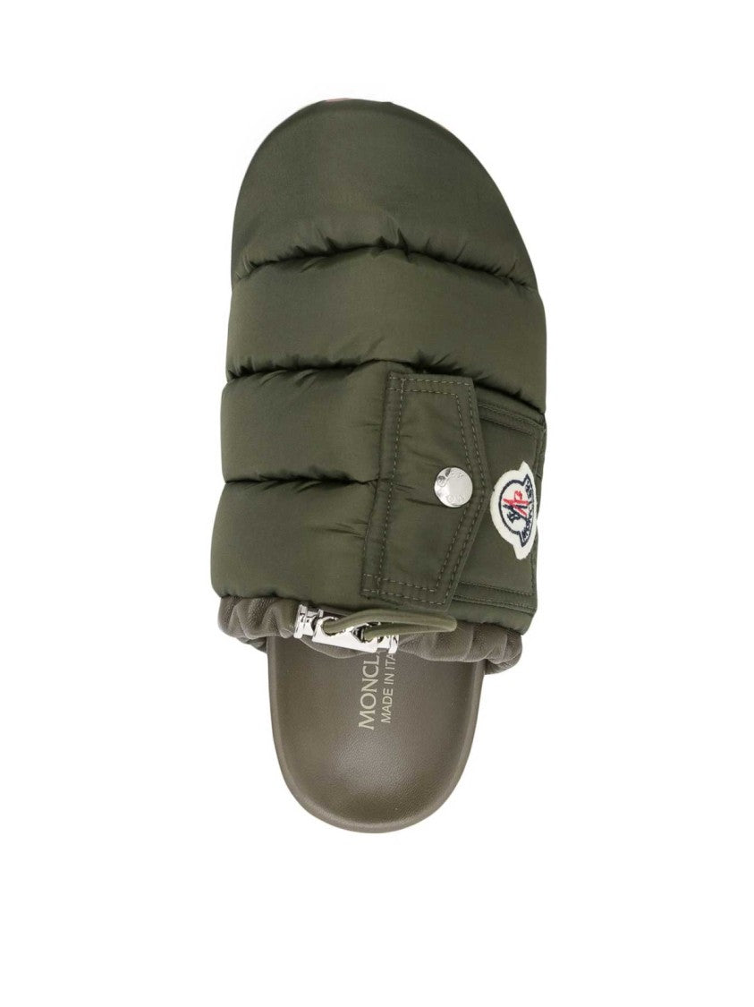 Moncler Mon Pocket Logo Patch Padded Down Mules