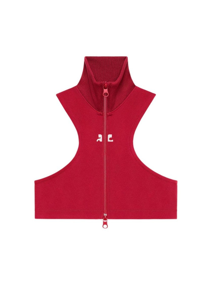 Courrèges Scuba Tracksuit Interlock Cropped Jacket Ruby