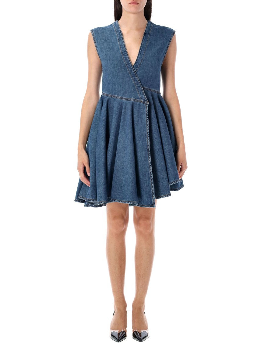 Alaïa Denim Wrap Mini Dress