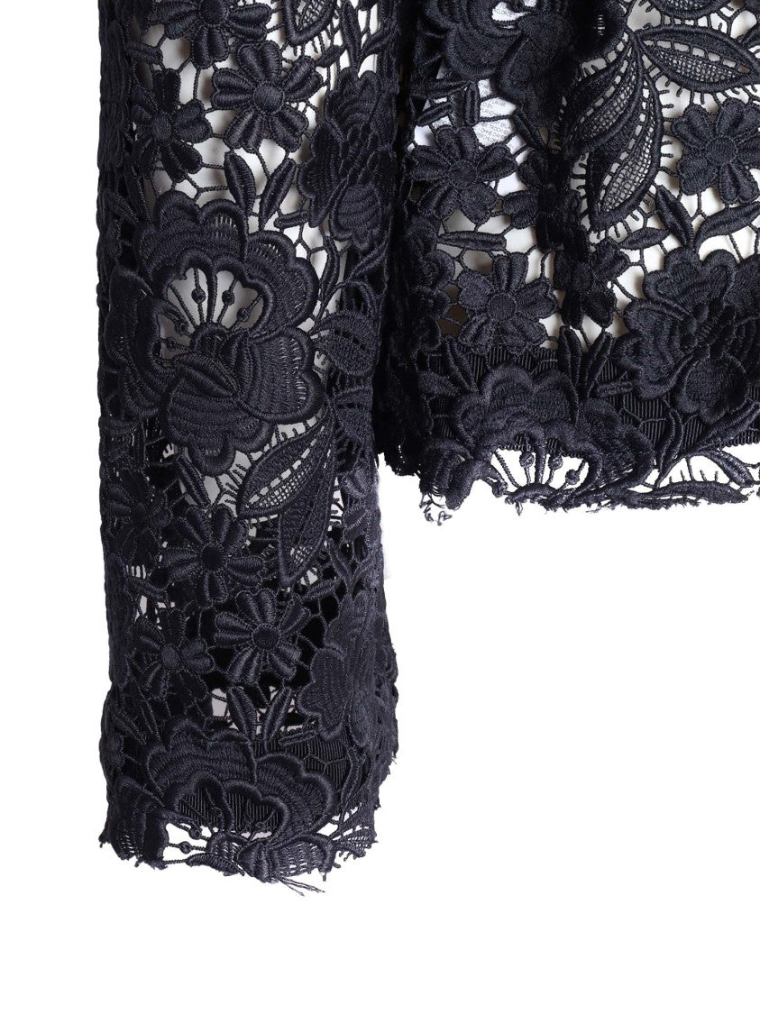 P.A.R.O.S.H. Floral Lace Jacket With Cinched Waist And Belt