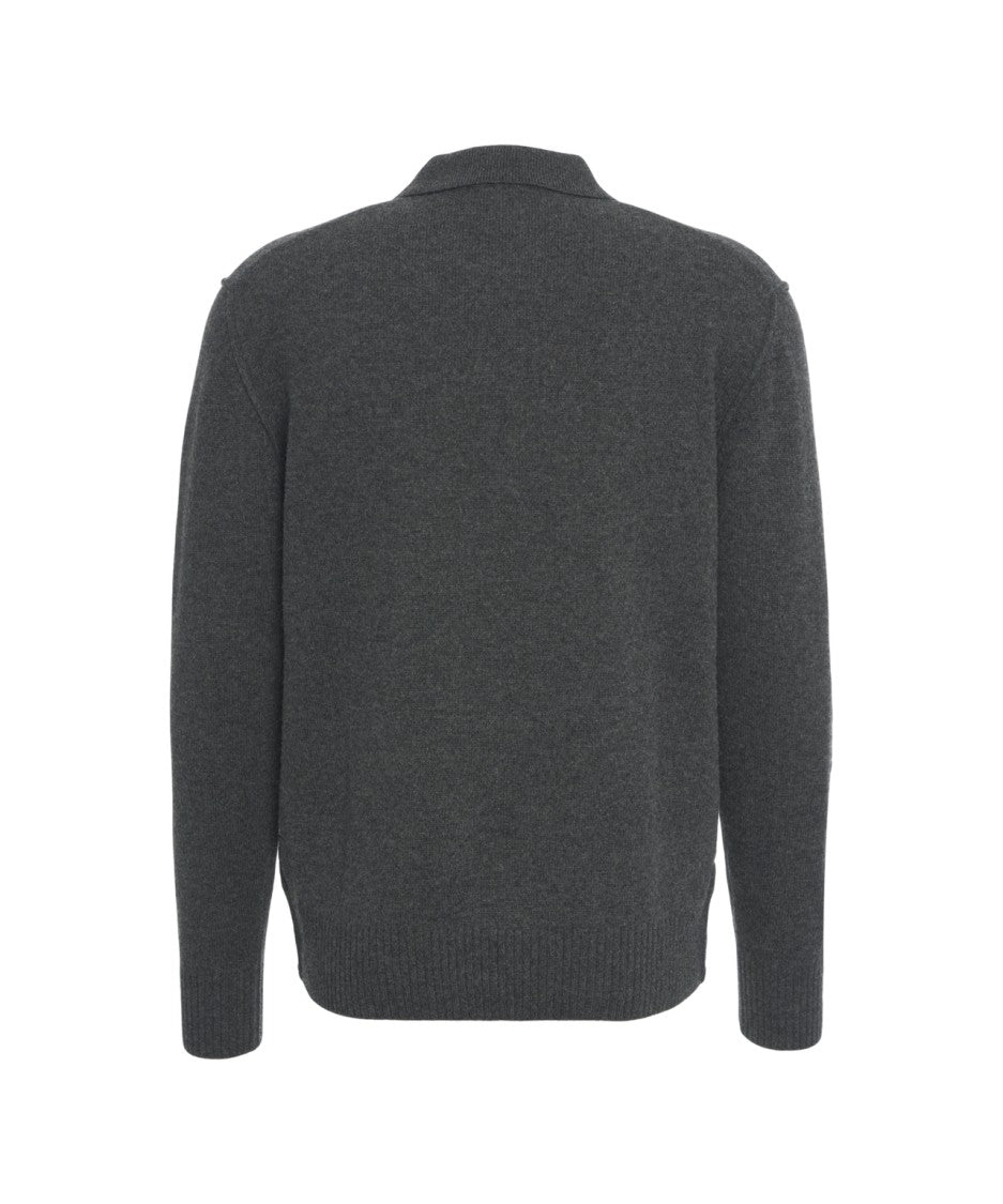 Paolo Pecora Dark Grey T-Neck Knitwear With Classic Polo Collar