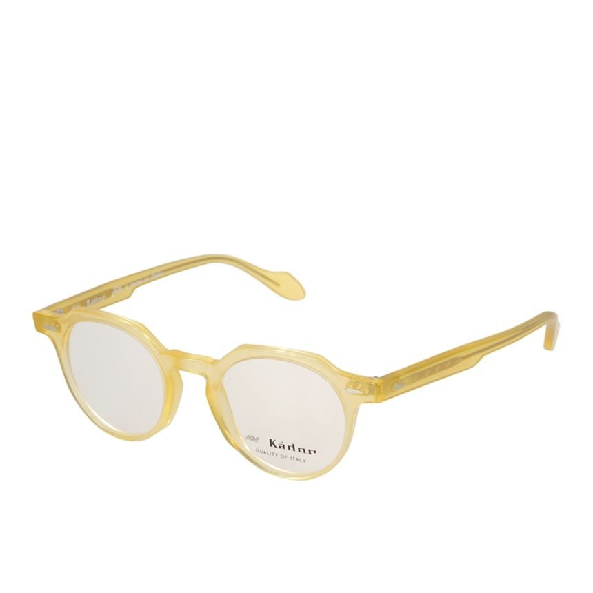 Kador Amadeus Translucent Yellow Rounded Sunglasses With Keyhole Bridge