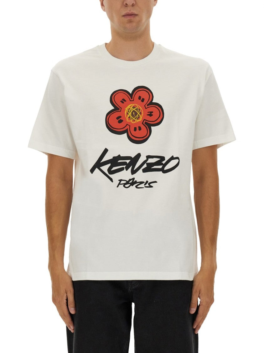 Kenzo Graphic Print Cotton T-Shirt With Artistic Accents