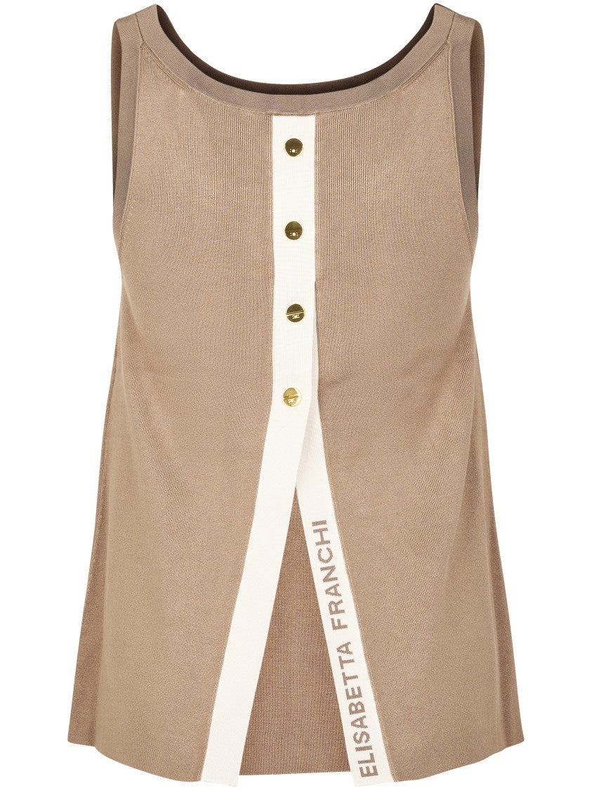 Elisabetta Franchi Sleevless Top With Square Neckline