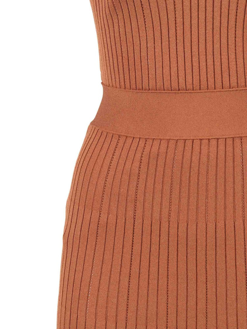 Elisabetta Franchi Ribbed Tied Straps Midi Dress