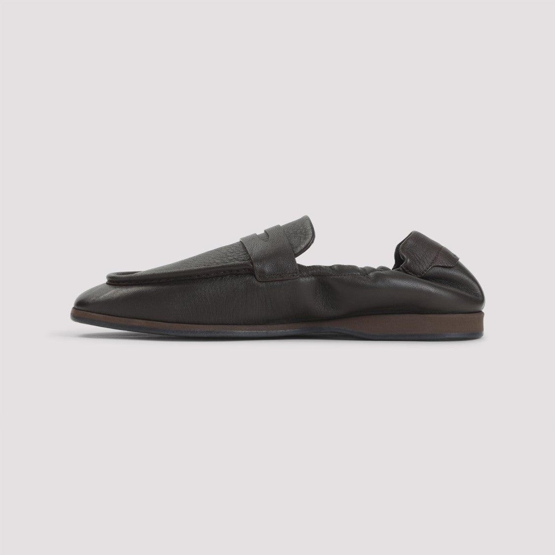Brioni Minimalist Brown Loafers With Subtle Strap Detail