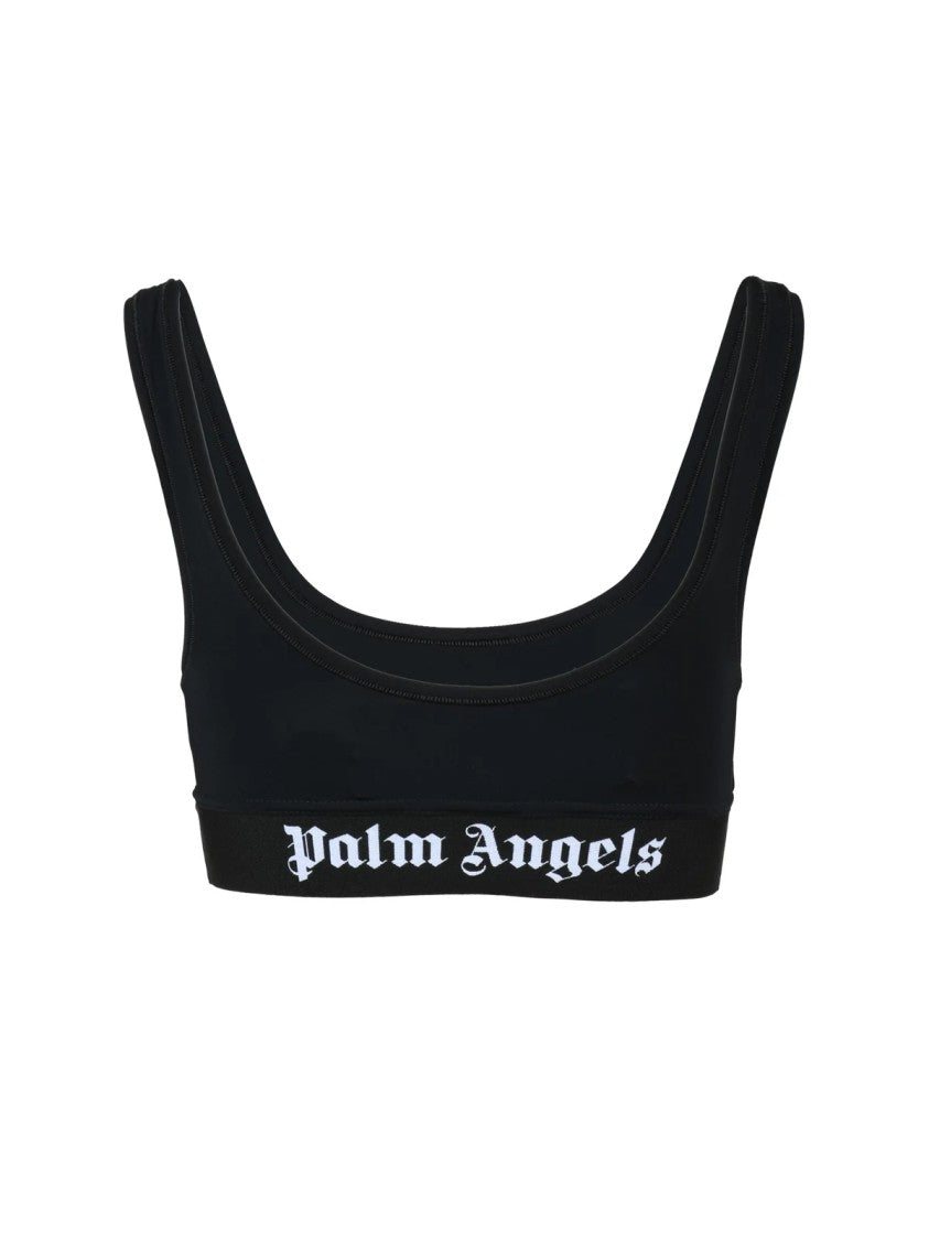 Palm Angels Black Scoop Neckline Polyamide-Blend Tank Top