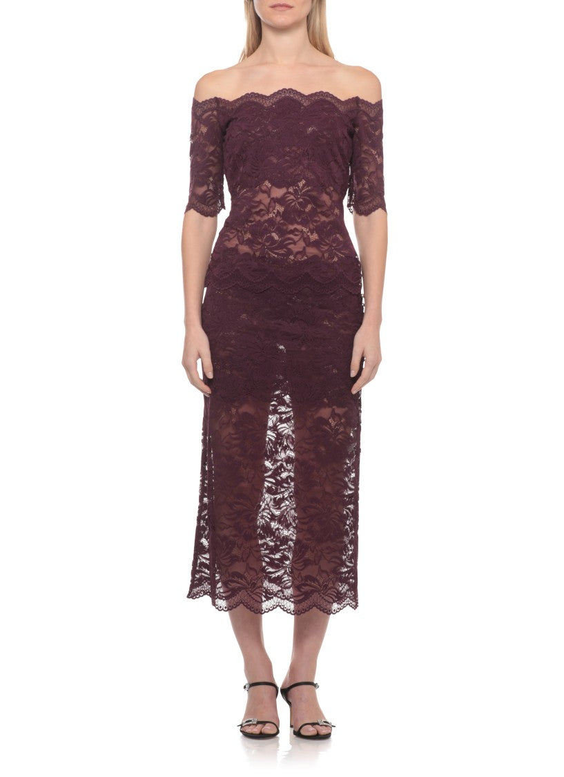 Rabanne Purple Wide Neck Lace Top