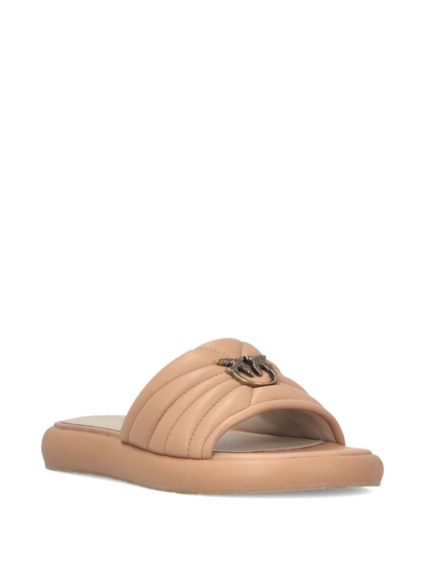 Pinko Blush Pink Quilted Flat Sandals