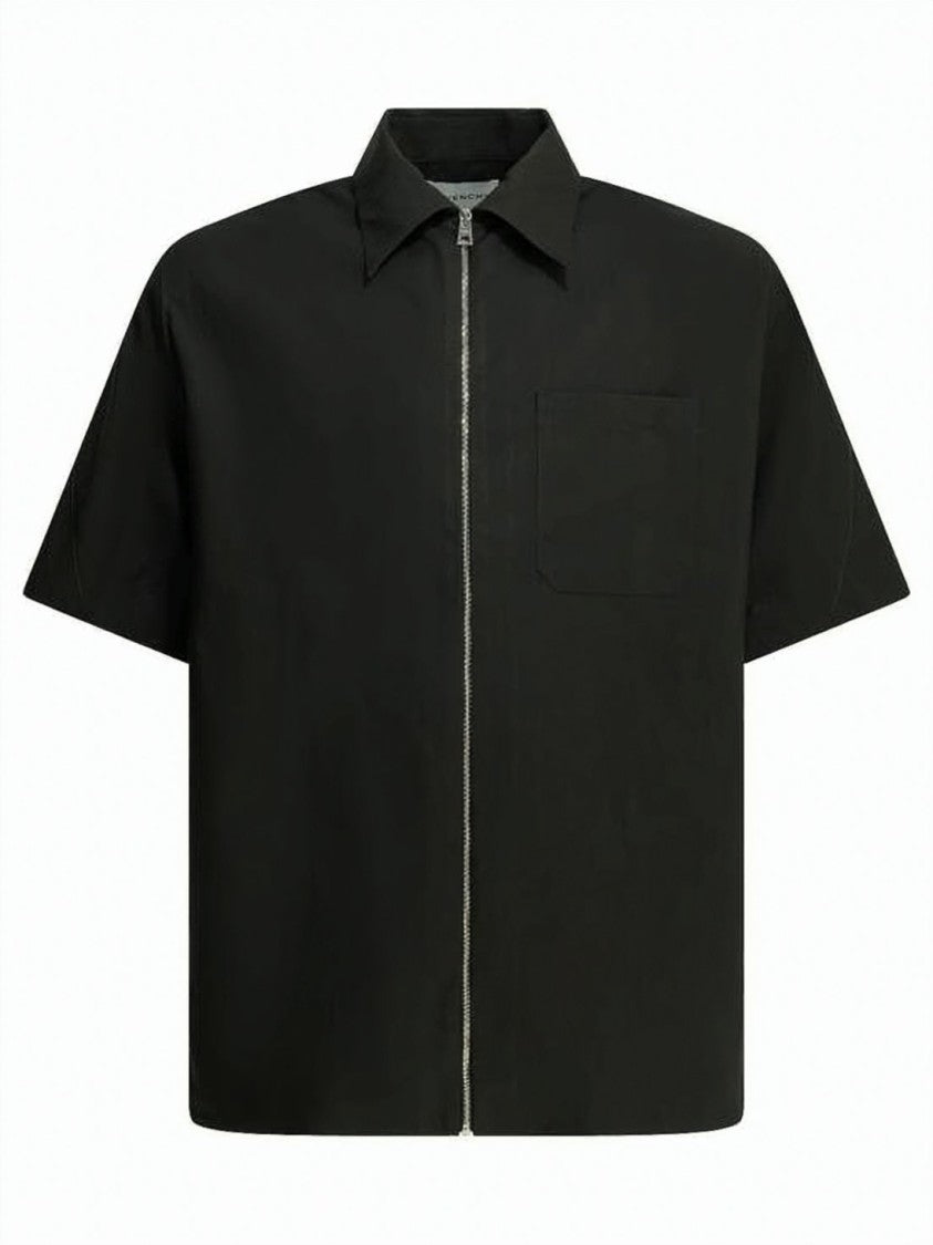 Givenchy Boxy Short-Sleeve Polyester Shirt With Zipper Closure