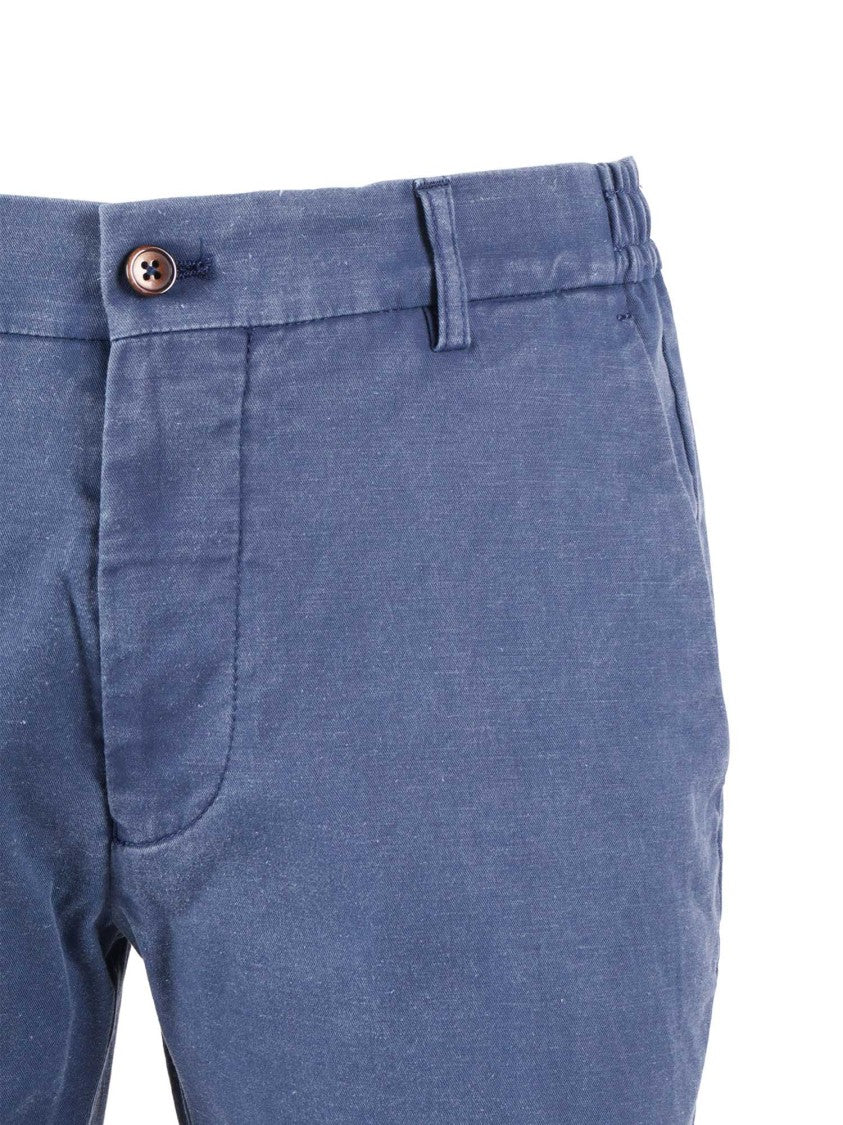 Berwich Blue Button Closure Tailored Shorts