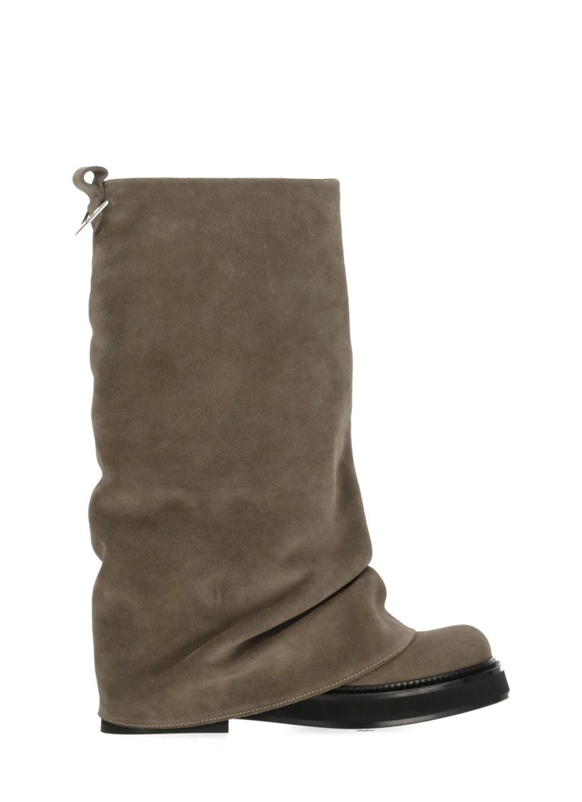 The Attico Brown Combat Robin Draped Suede Boots