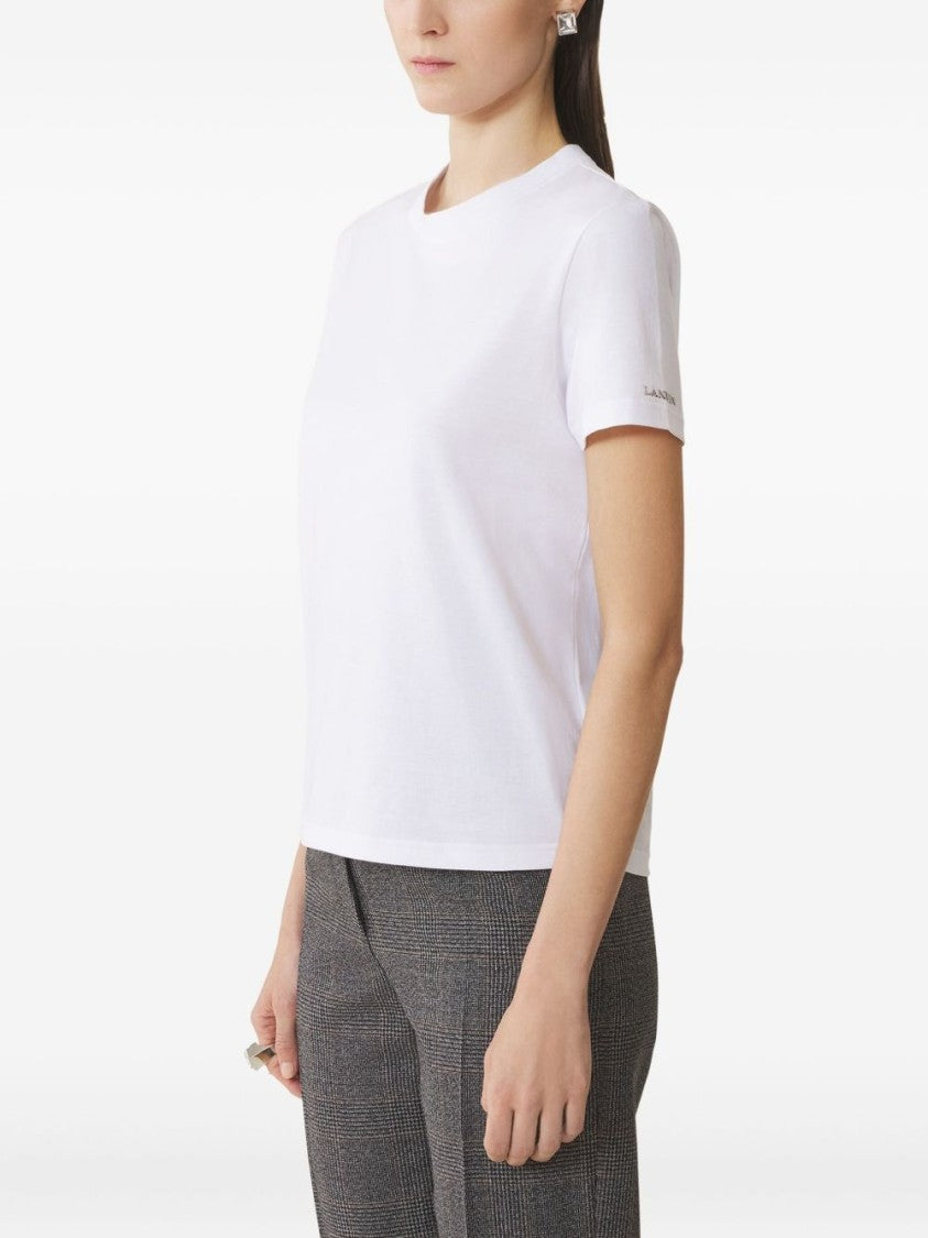 Lanvin White Minimalist Crew Neck Cotton Top