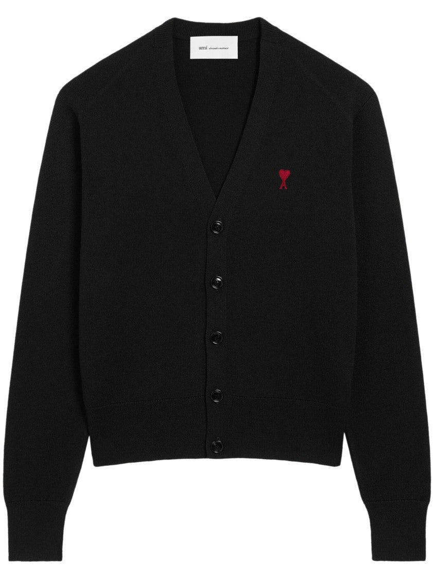 Ami Paris V-Neck Wool Ami De Coeur Cardigan