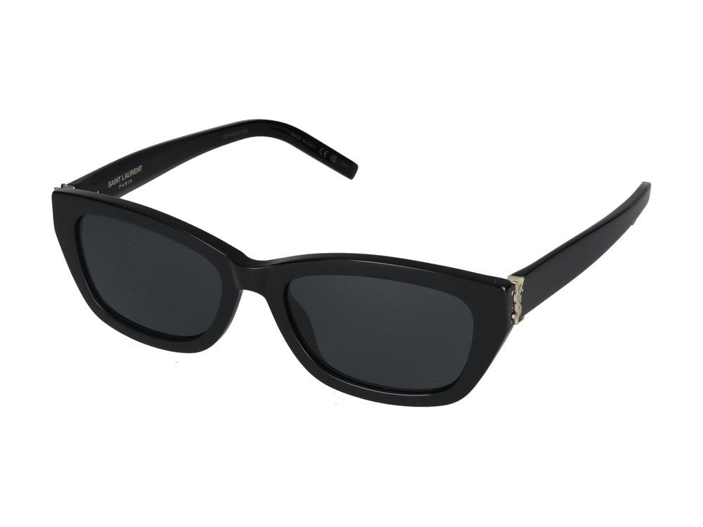 Saint Laurent Black Metallic Accents Oversized Square Sunglasses