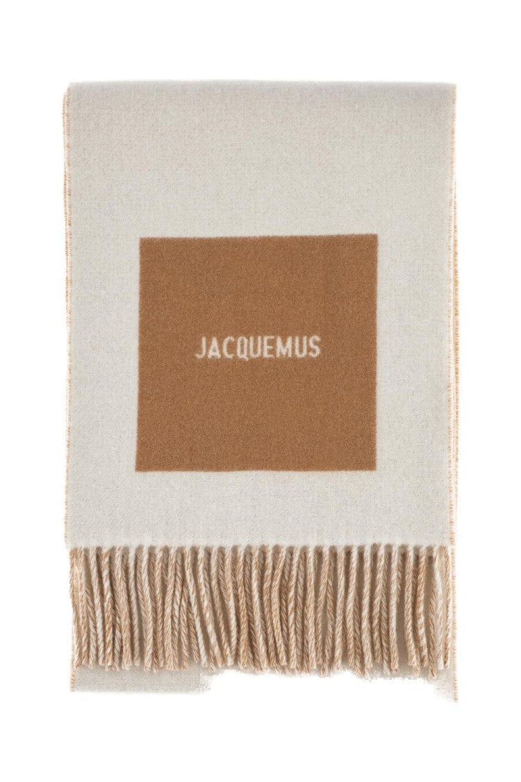 Jacquemus Fringed Wool Scarf With Logo Detailing