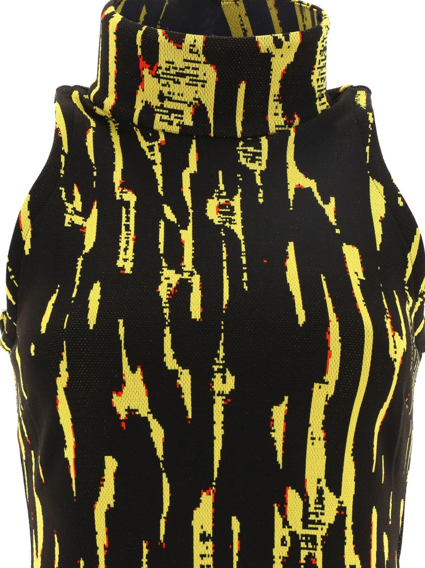 Ambush High-Neck Mini Dress With Bold Jacquard Pattern