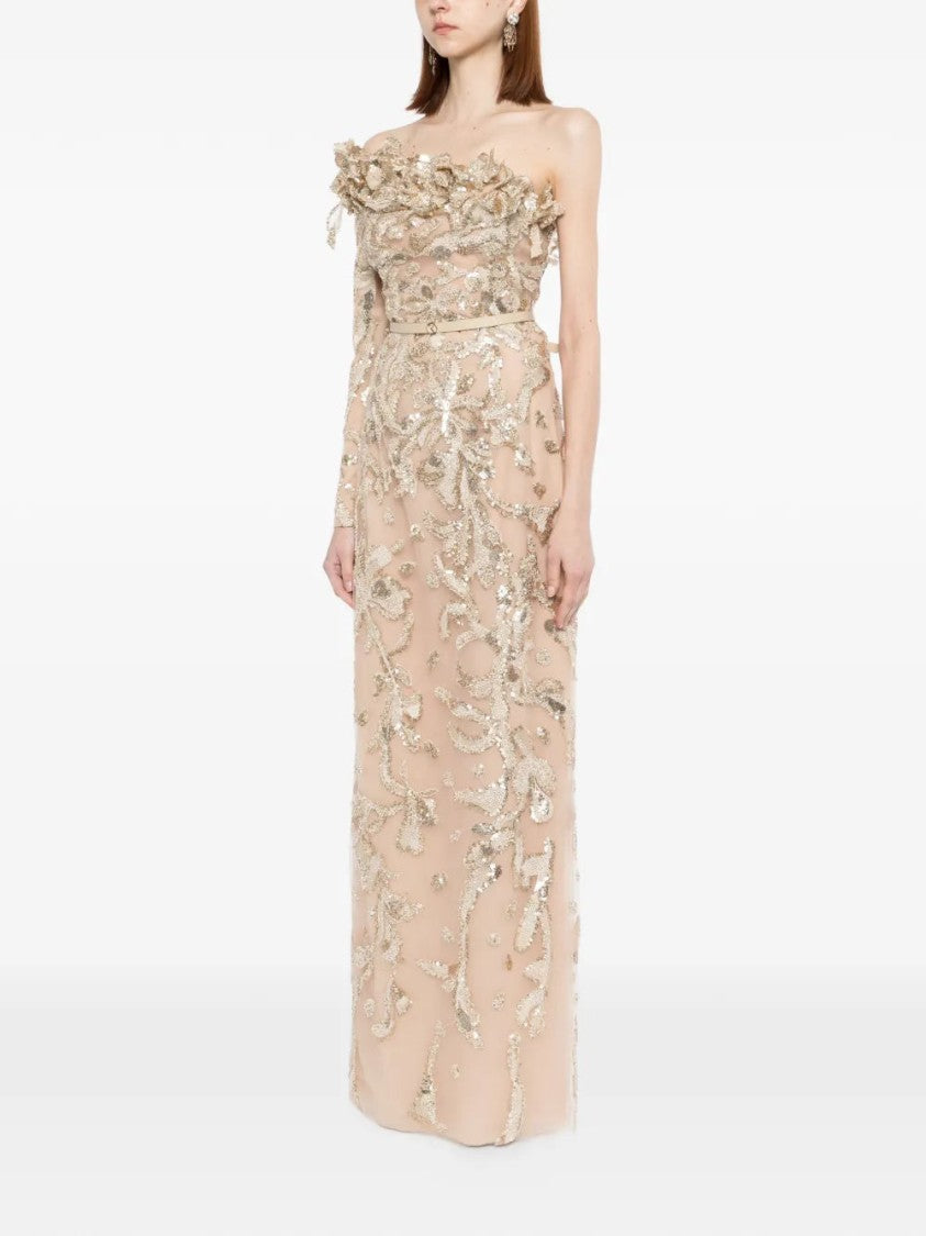 Saiid Kobeisy One-Shoulder Embroidered Tulle Dress
