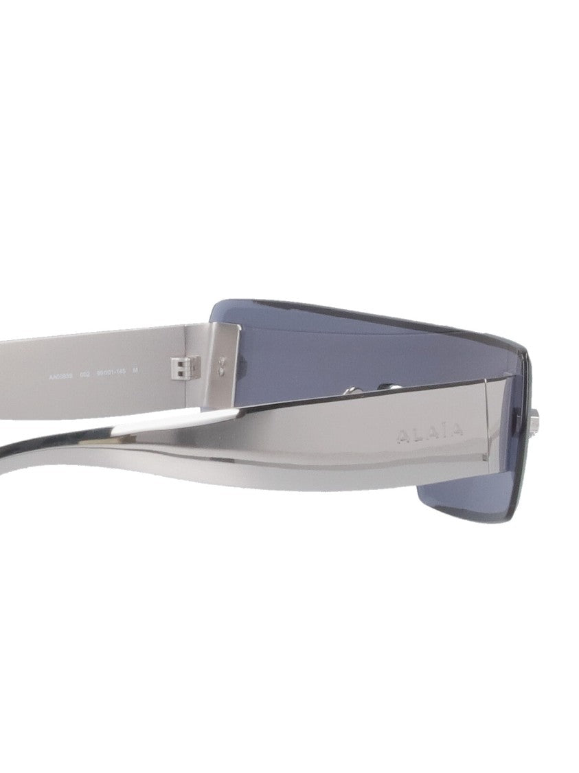 Alaïa Narrow Rectangular Mask-Style Sunglasses With Embossed Logo