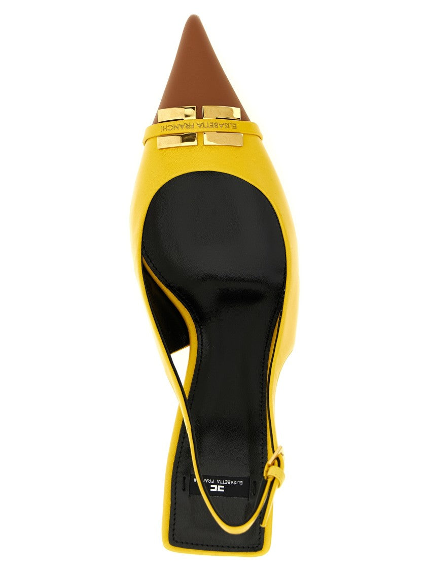 Elisabetta Franchi Leather Slingback With Pointed Toe And Sculptural Heel