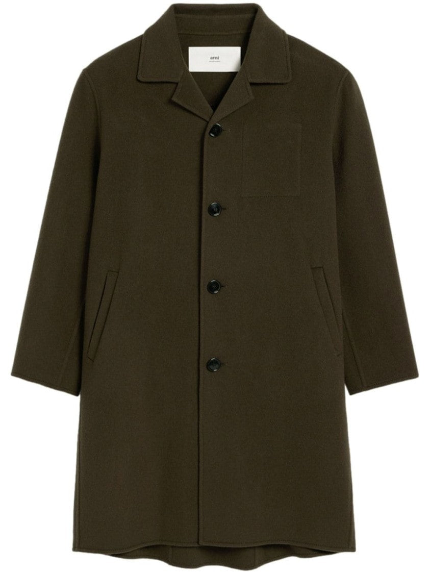 Ami Paris Coffee Brown Wool-Cashmere Blend Coat