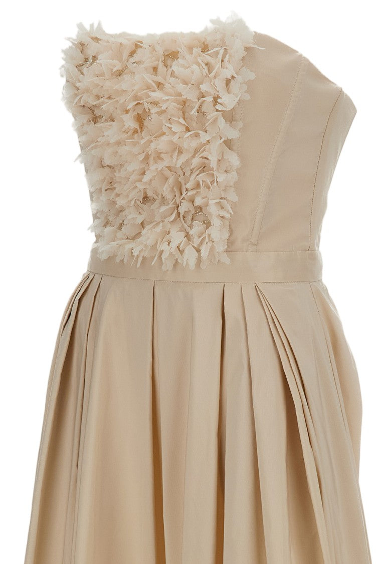 Elisabetta Franchi Beige Ottoman Bodice Dress