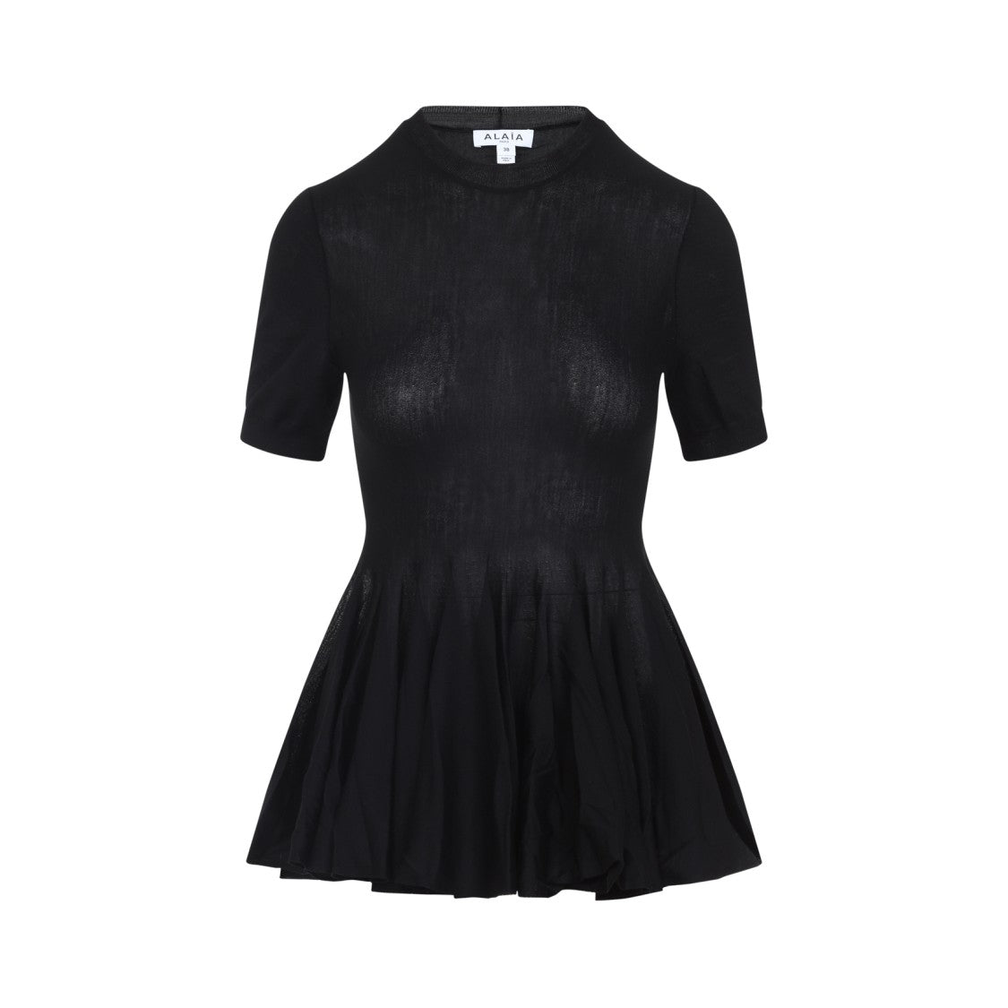 Alaïa Peplum-Style Short-Sleeved Top In Virgin Wool