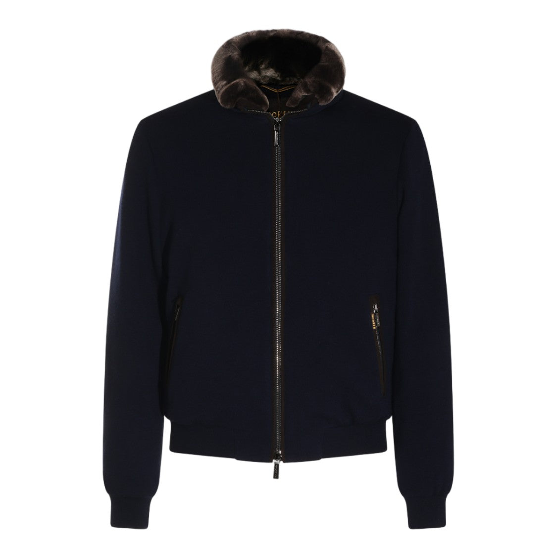 Moorer Minimalist Blue Jacket With Plush Fur Collar