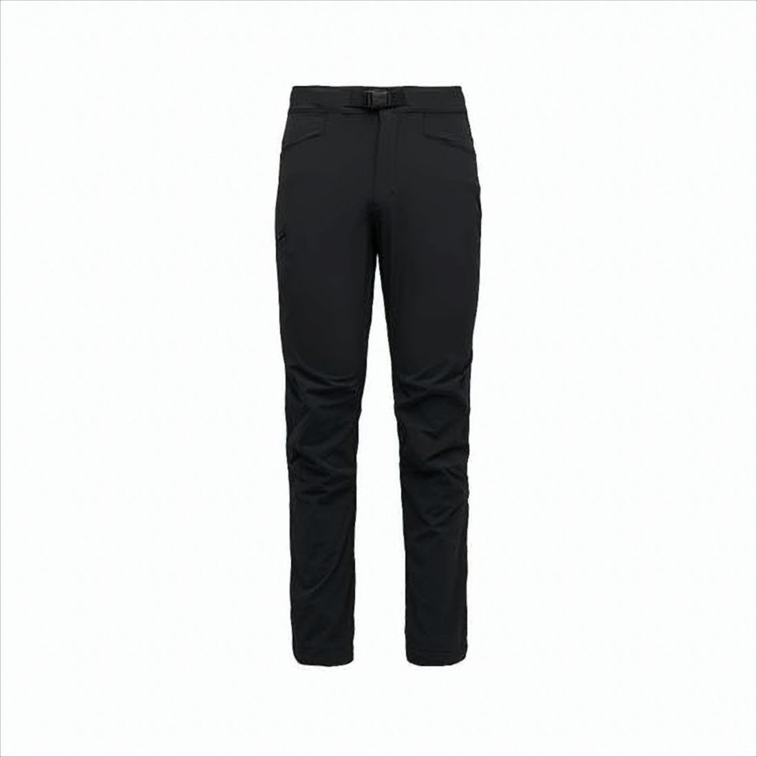 Black Diamond Slim Fit Black Straight Pants With Built-In Belt