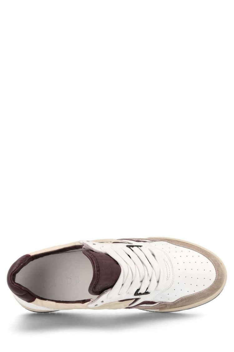 Rhude High-Top Sneaker With Mixed Leather Panels