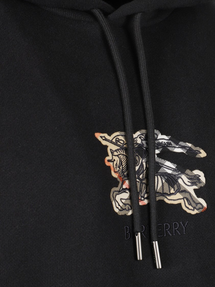 Burberry Classic Black Hoodie With Embroidered Emblem