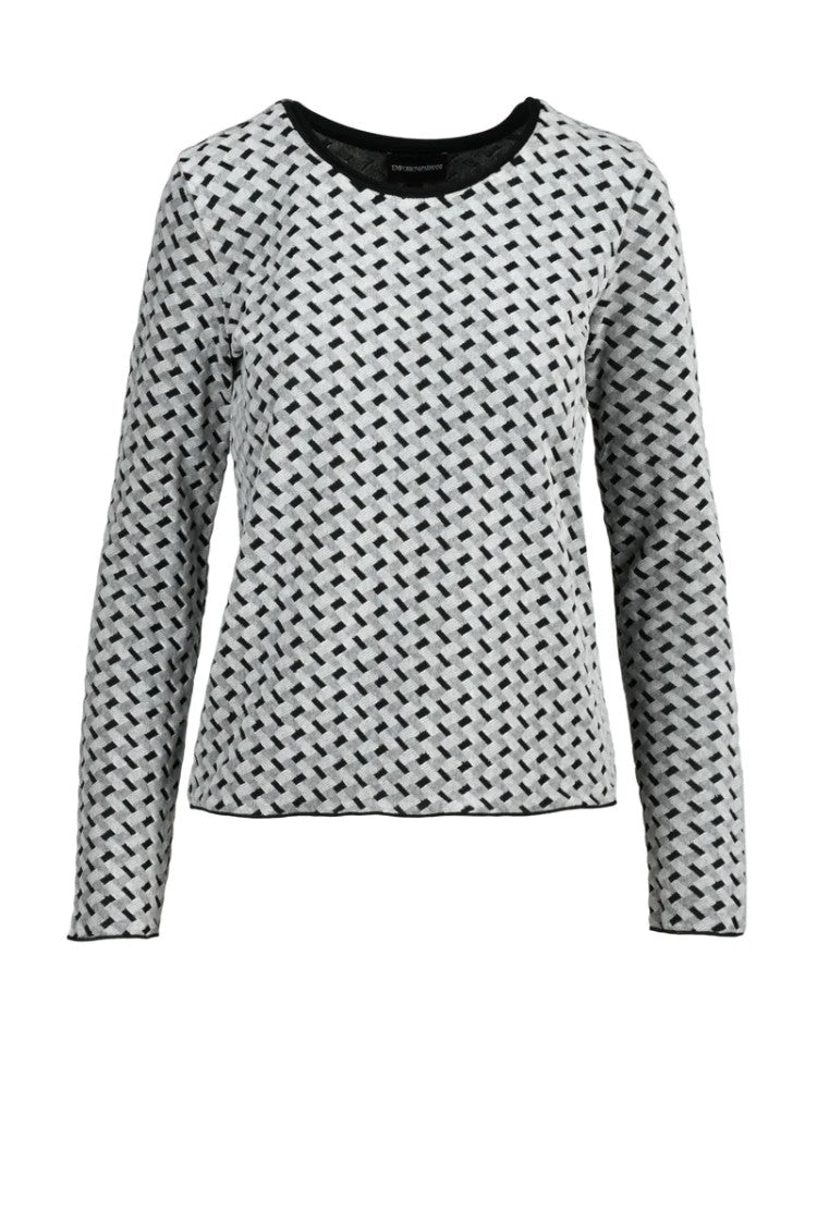 Emporio Armani Grey/Black Chenille Cotton Polyester Men's Sweatshirt