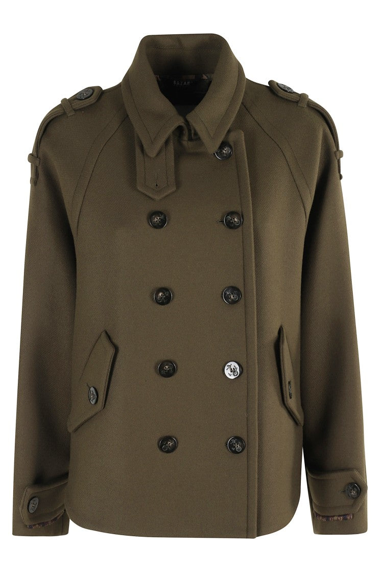 Bazar Deluxe Military-Inspired Jacket With Double-Breasted Closure