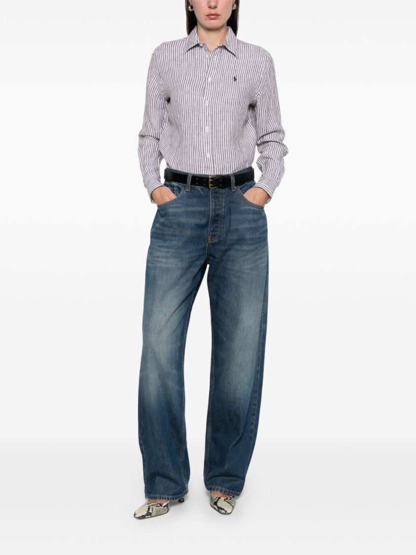 Polo Ralph Lauren Vertical Stripe Linen Shirt With Classic Collar