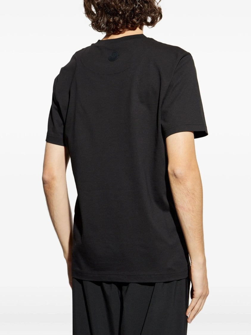 Moncler Black Embossed Logo Relaxed Fit Cotton T-Shirt