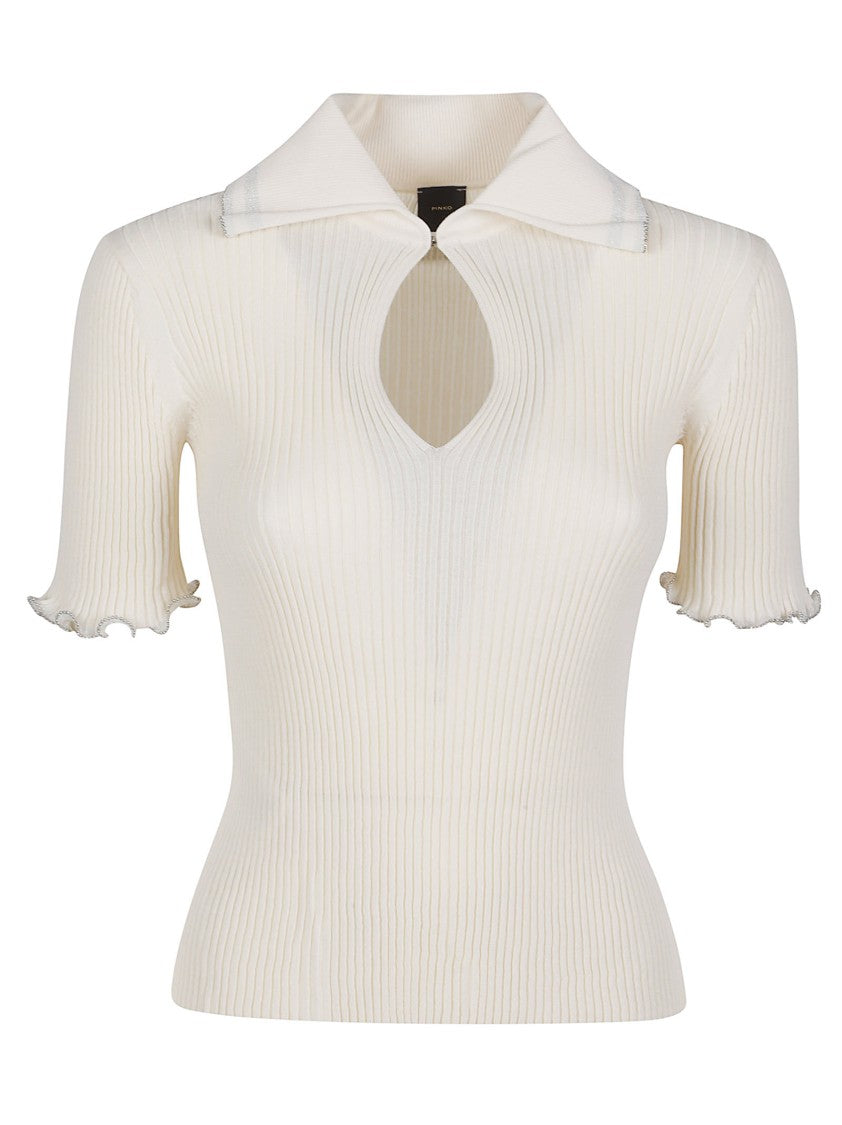 Pinko Calore Ribbed Knit Polo Shirt